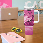 Australia Breast Cancer Awareness Tumbler With Handle Sydney Opera House Butterfly Pink Ribbon - Aussie Hoodie