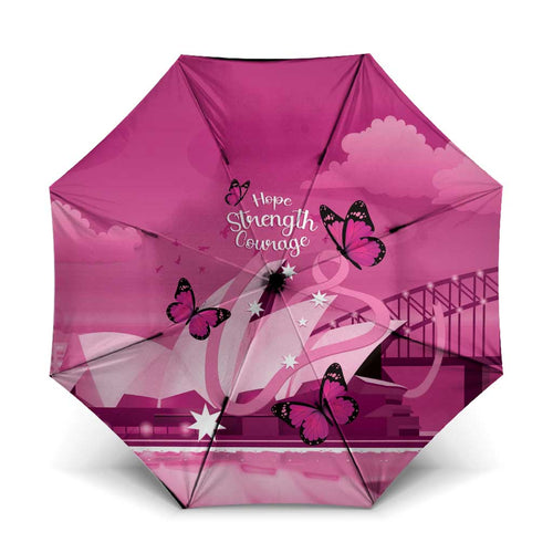 Australia Breast Cancer Awareness Umbrella Sydney Opera House Butterfly Pink Ribbon - Aussie Hoodie