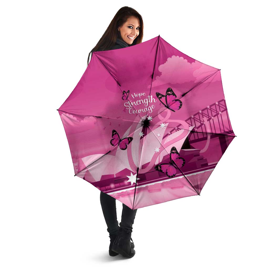 Australia Breast Cancer Awareness Umbrella Sydney Opera House Butterfly Pink Ribbon - Aussie Hoodie
