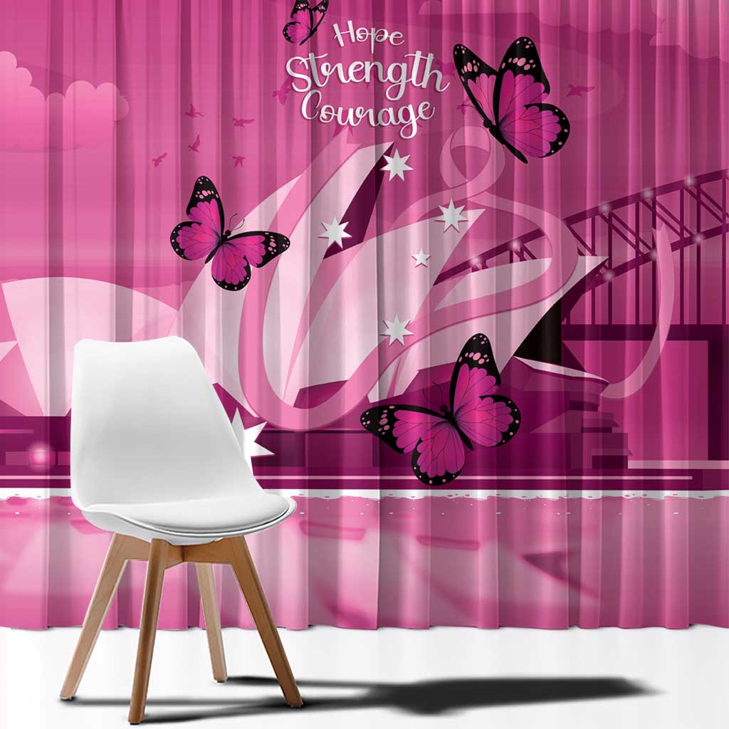 Australia Breast Cancer Awareness Window Curtain Sydney Opera House Butterfly Pink Ribbon - Aussie Hoodie