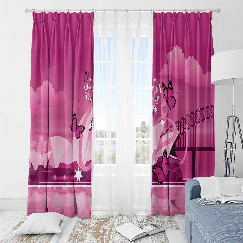 Australia Breast Cancer Awareness Window Curtain Sydney Opera House Butterfly Pink Ribbon - Aussie Hoodie