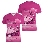 Personalised Australia Breast Cancer Awareness Women V-Neck T-Shirt Sydney Opera House Butterfly Pink Ribbon - Aussie Hoodie