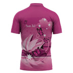 Personalised Australia Breast Cancer Awareness Zipper Polo Shirt Sydney Opera House Butterfly Pink Ribbon - Aussie Hoodie