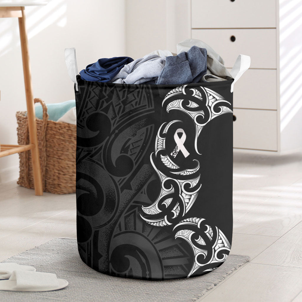 White Ribbon Day New Zealand Laundry Basket Aotearoa Maori Pattern