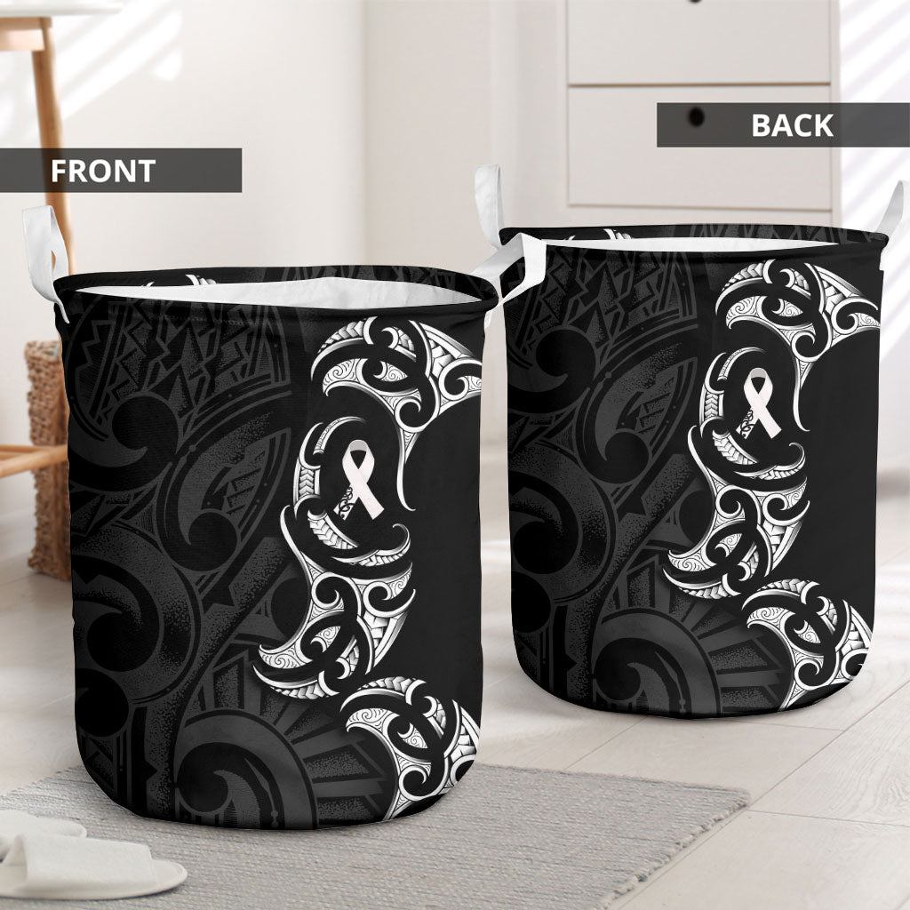 White Ribbon Day New Zealand Laundry Basket Aotearoa Maori Pattern
