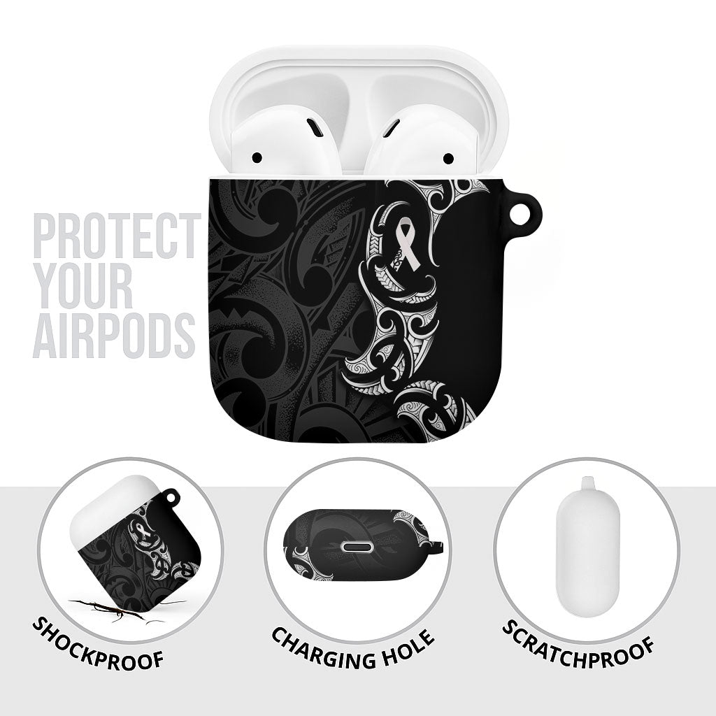 White Ribbon Day New Zealand AirPods Case Aotearoa Maori Pattern