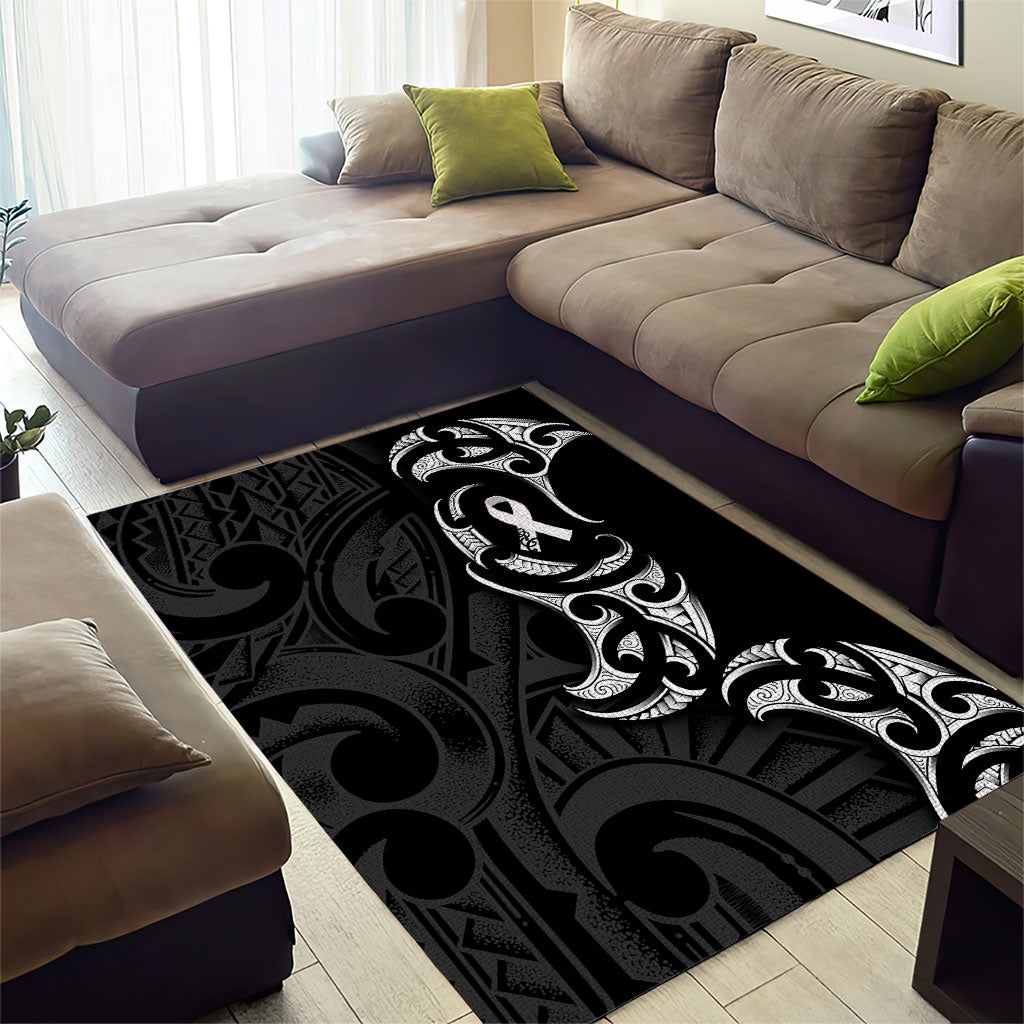 White Ribbon Day New Zealand Area Rug Aotearoa Maori Pattern