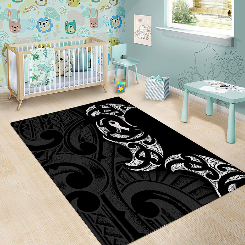 White Ribbon Day New Zealand Area Rug Aotearoa Maori Pattern