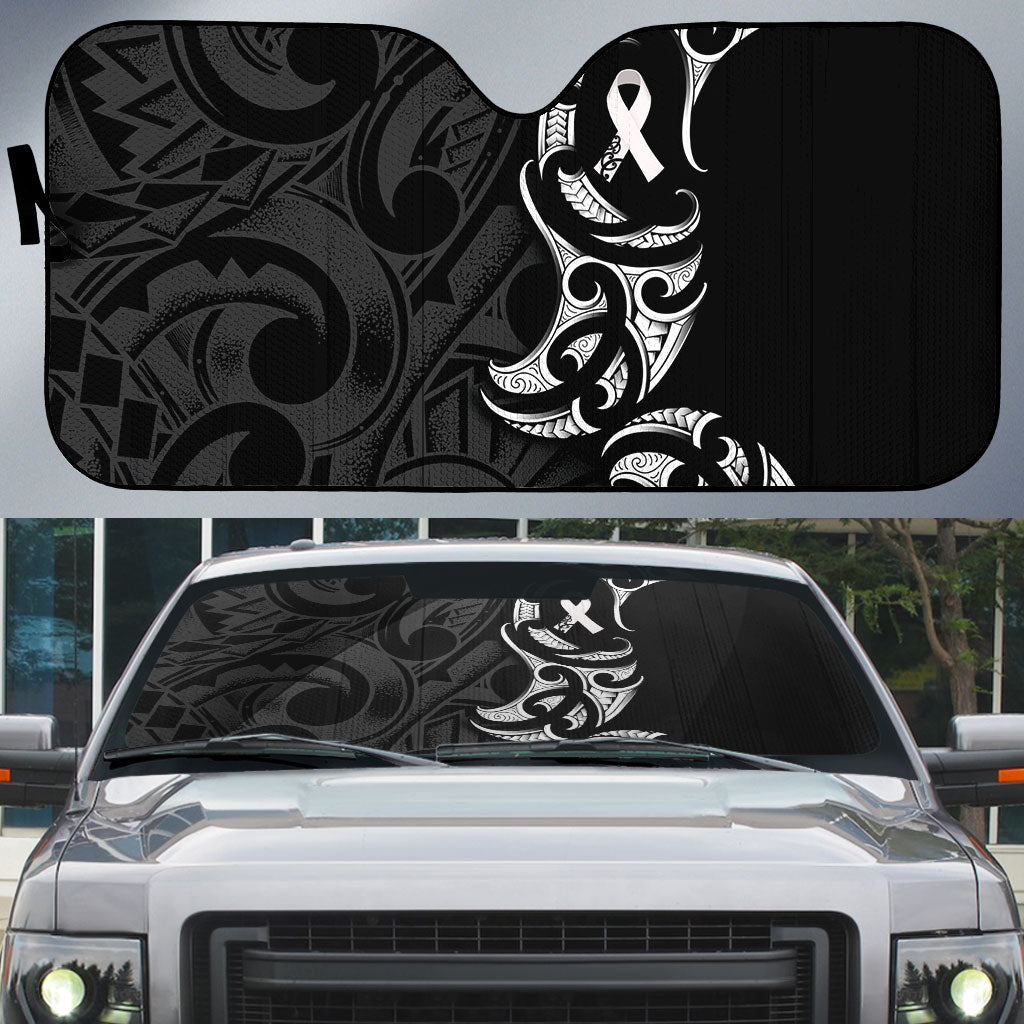 White Ribbon Day New Zealand Auto Sun Shade Aotearoa Maori Pattern