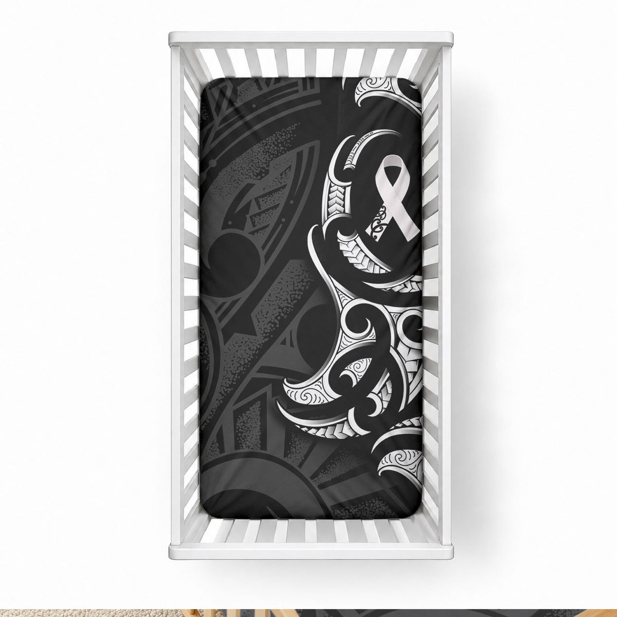 White Ribbon Day New Zealand Baby Bed Cover Aotearoa Maori Pattern