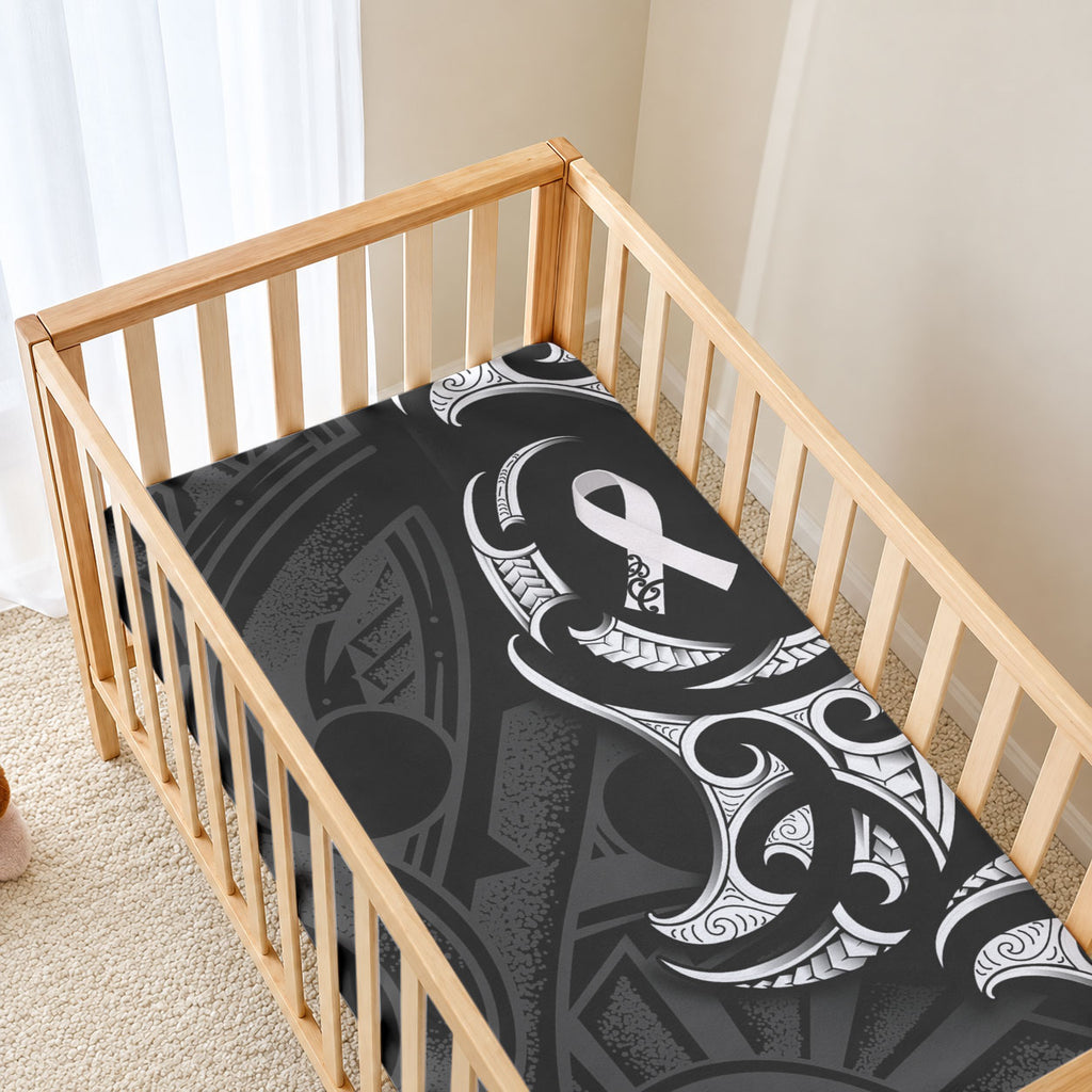 White Ribbon Day New Zealand Baby Bed Cover Aotearoa Maori Pattern