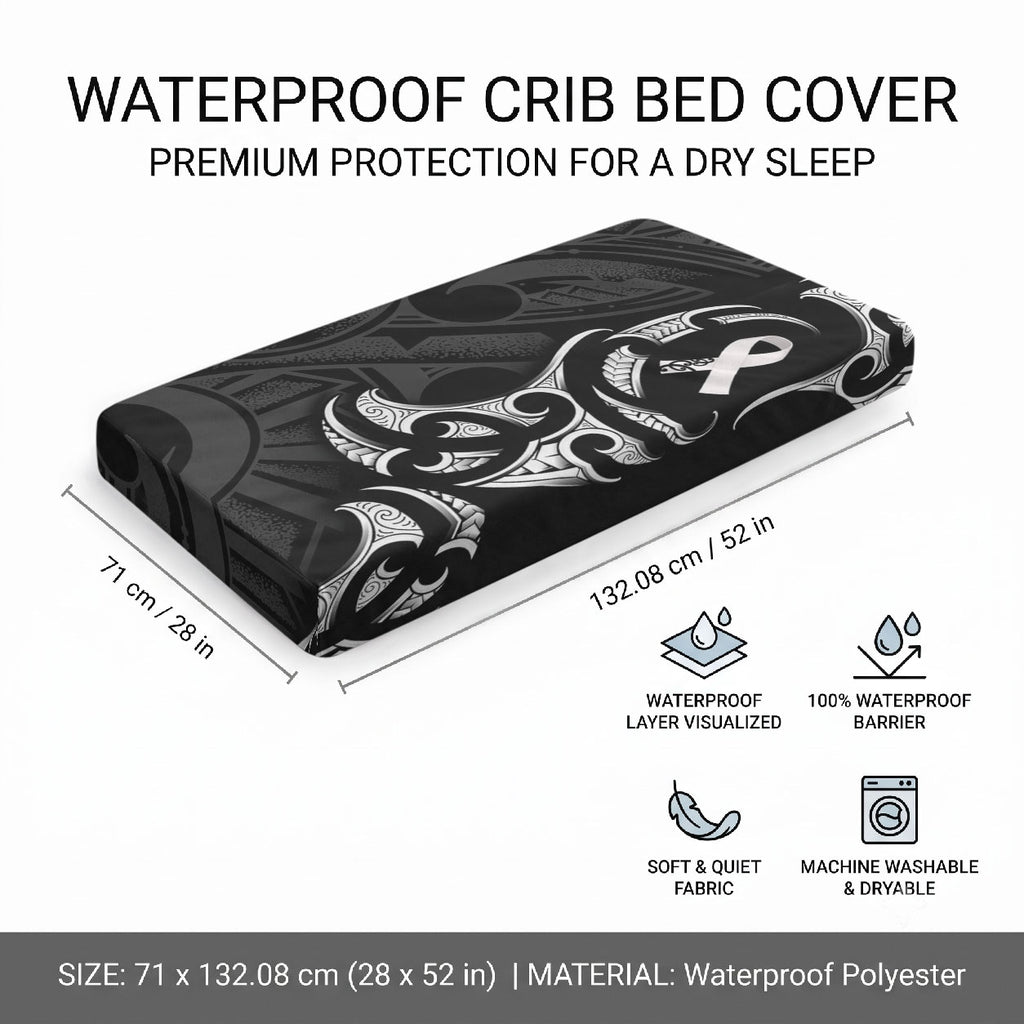 White Ribbon Day New Zealand Baby Bed Cover Aotearoa Maori Pattern