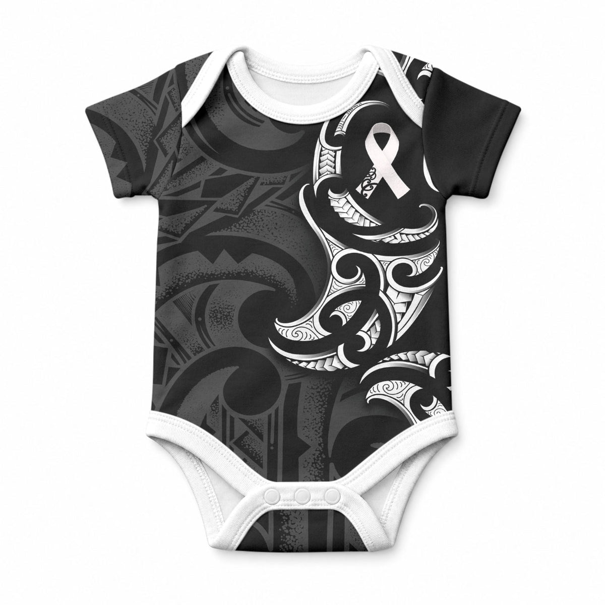 White Ribbon Day New Zealand Baby Onesie Aotearoa Maori Pattern