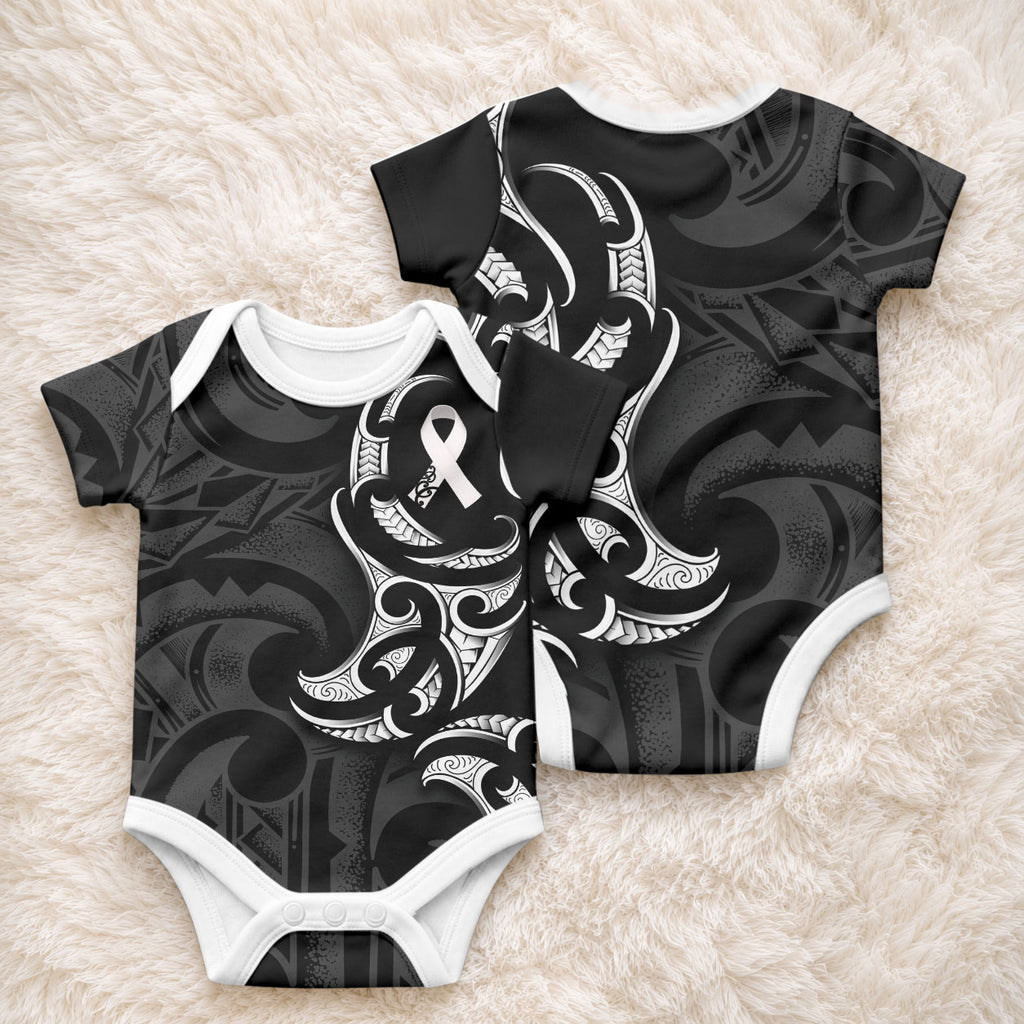 White Ribbon Day New Zealand Baby Onesie Aotearoa Maori Pattern