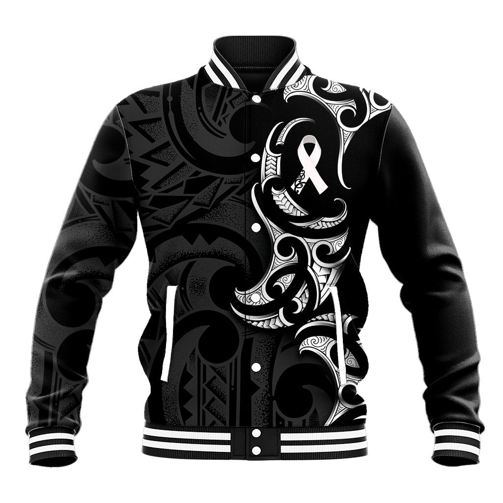 White Ribbon Day New Zealand Baseball Jacket Aotearoa Maori Pattern