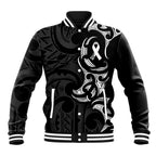White Ribbon Day New Zealand Baseball Jacket Aotearoa Maori Pattern