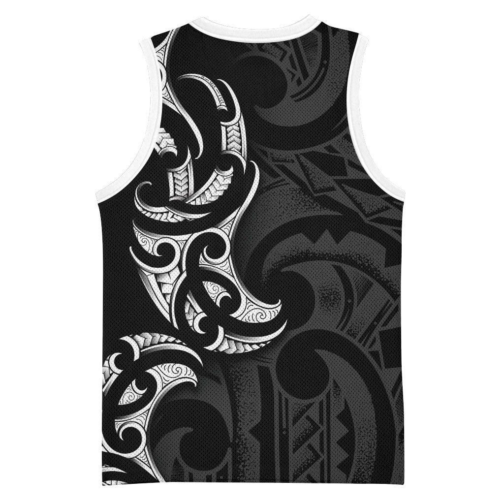White Ribbon Day New Zealand Basketball Jersey Aotearoa Maori Pattern