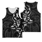 White Ribbon Day New Zealand Basketball Jersey Aotearoa Maori Pattern