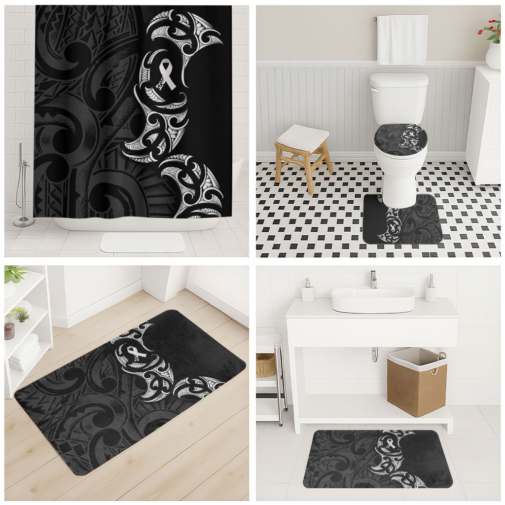 White Ribbon Day New Zealand Bathroom Set Aotearoa Maori Pattern