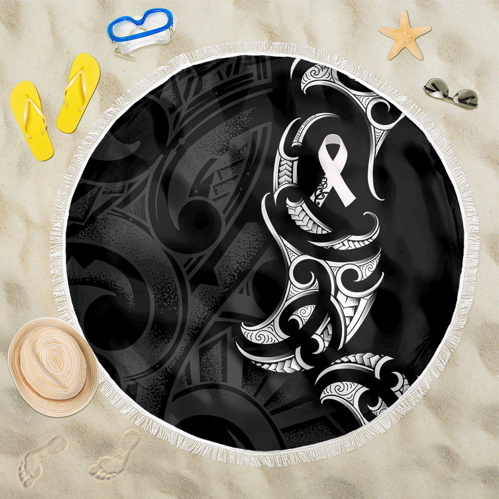 White Ribbon Day New Zealand Beach Blanket Aotearoa Maori Pattern