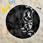 White Ribbon Day New Zealand Beach Blanket Aotearoa Maori Pattern