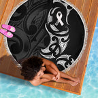 White Ribbon Day New Zealand Beach Blanket Aotearoa Maori Pattern