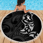 White Ribbon Day New Zealand Beach Blanket Aotearoa Maori Pattern