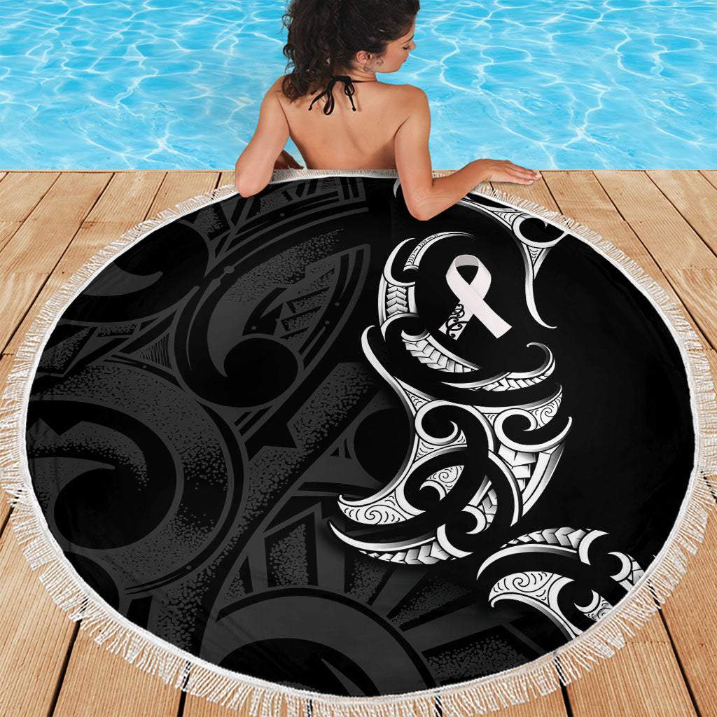 White Ribbon Day New Zealand Beach Blanket Aotearoa Maori Pattern