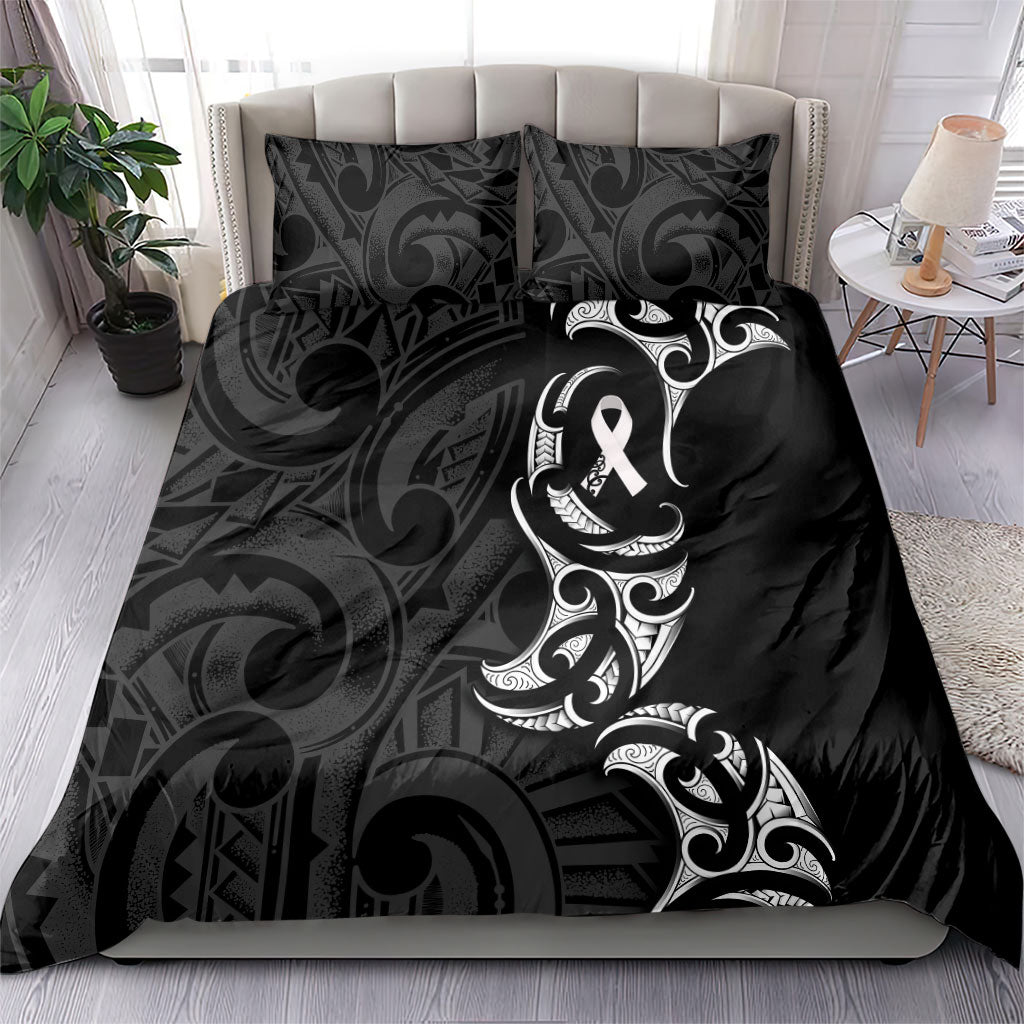White Ribbon Day New Zealand Bedding Set Aotearoa Maori Pattern
