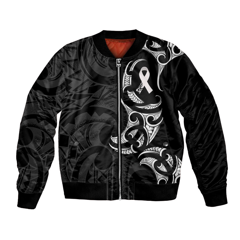 White Ribbon Day New Zealand Bomber Jacket Aotearoa Maori Pattern