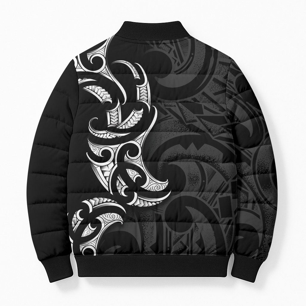 White Ribbon Day New Zealand Bomber Puffer Jacket Aotearoa Maori Pattern