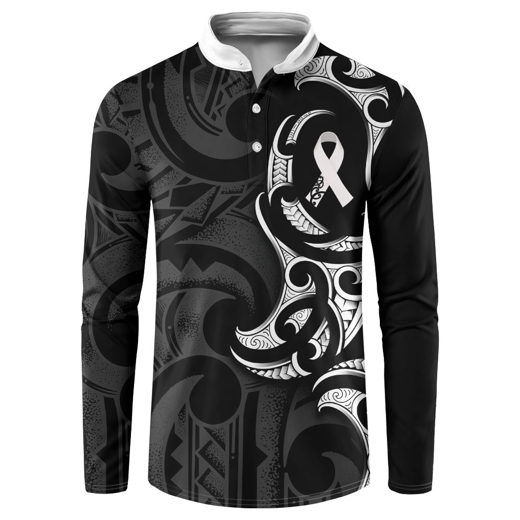 White Ribbon Day New Zealand Button Sweatshirt Aotearoa Maori Pattern