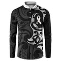 White Ribbon Day New Zealand Button Sweatshirt Aotearoa Maori Pattern
