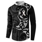White Ribbon Day New Zealand Button Sweatshirt Aotearoa Maori Pattern
