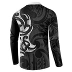 White Ribbon Day New Zealand Button Sweatshirt Aotearoa Maori Pattern