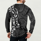 White Ribbon Day New Zealand Button Sweatshirt Aotearoa Maori Pattern