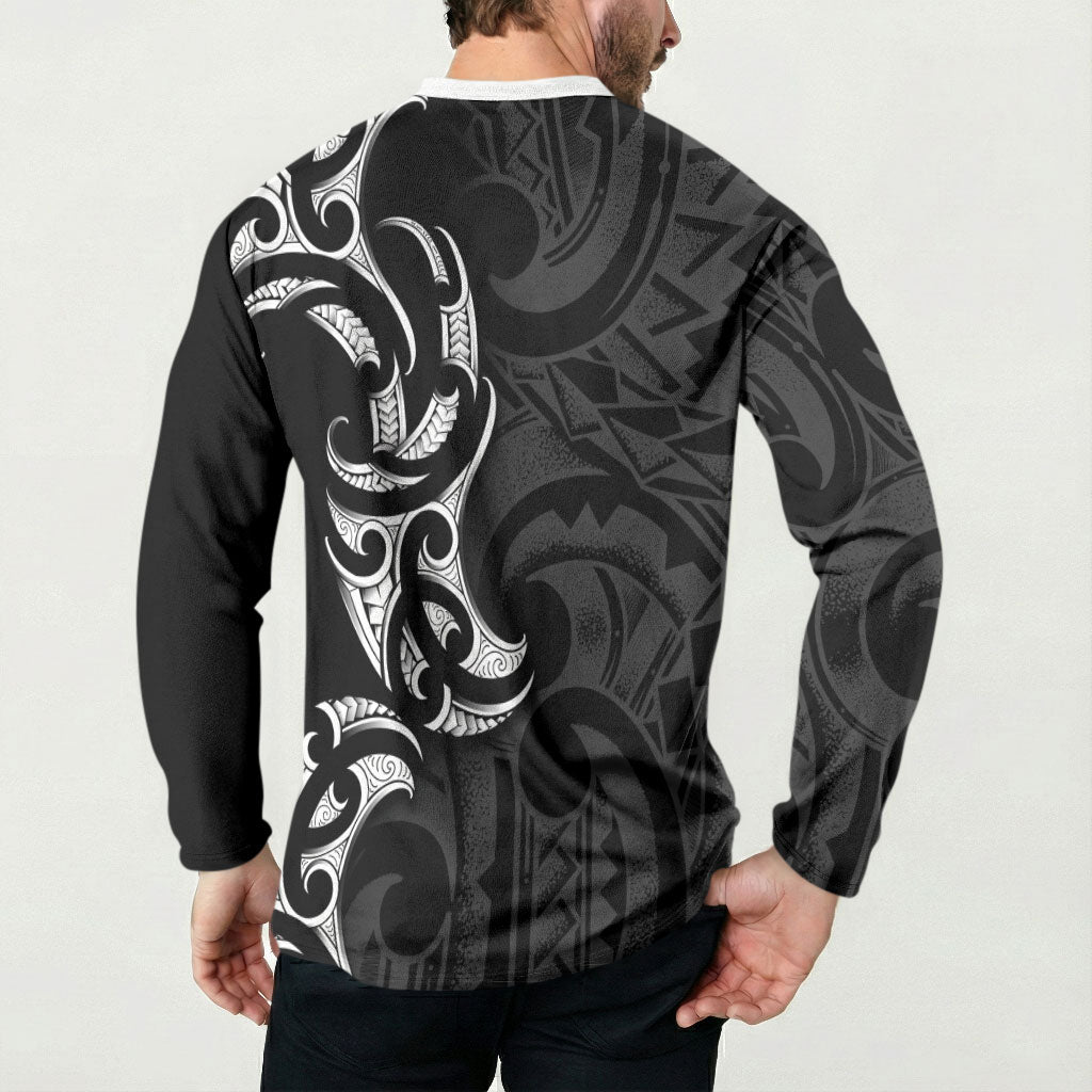 White Ribbon Day New Zealand Button Sweatshirt Aotearoa Maori Pattern