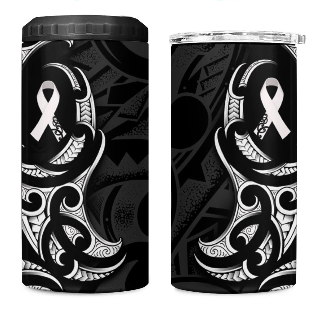 White Ribbon Day New Zealand 4 in 1 Can Cooler Tumbler Aotearoa Maori Pattern