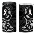 White Ribbon Day New Zealand 4 in 1 Can Cooler Tumbler Aotearoa Maori Pattern