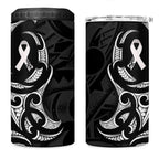 White Ribbon Day New Zealand 4 in 1 Can Cooler Tumbler Aotearoa Maori Pattern