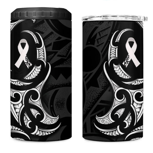 White Ribbon Day New Zealand 4 in 1 Can Cooler Tumbler Aotearoa Maori Pattern