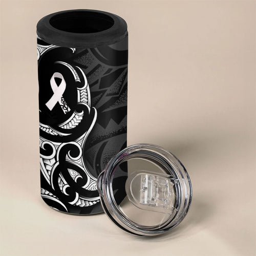 White Ribbon Day New Zealand 4 in 1 Can Cooler Tumbler Aotearoa Maori Pattern