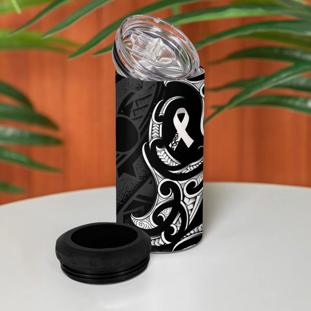 White Ribbon Day New Zealand 4 in 1 Can Cooler Tumbler Aotearoa Maori Pattern