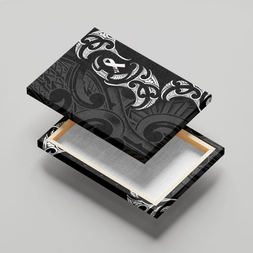 White Ribbon Day New Zealand Canvas Wall Art Aotearoa Maori Pattern