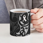 White Ribbon Day New Zealand Ceramic Mug Aotearoa Maori Pattern
