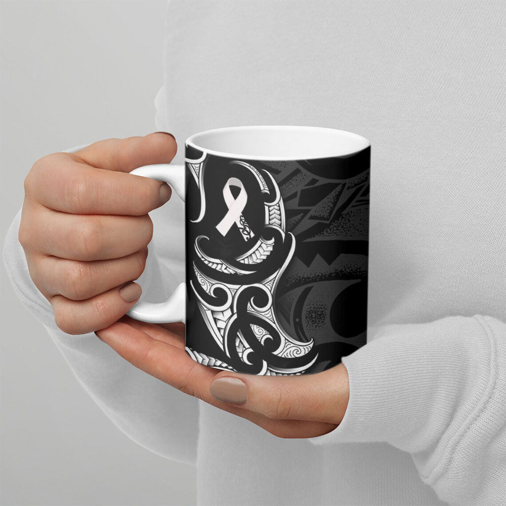 White Ribbon Day New Zealand Ceramic Mug Aotearoa Maori Pattern