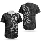 White Ribbon Day New Zealand Couples Matching Off Shoulder Maxi Dress and Hawaiian Shirt Aotearoa Maori Pattern