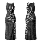 White Ribbon Day New Zealand Couples Matching Tank Maxi Dress and Hawaiian Shirt Aotearoa Maori Pattern