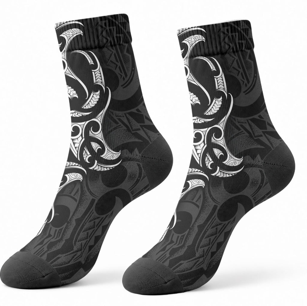 White Ribbon Day New Zealand Crew Socks Aotearoa Maori Pattern