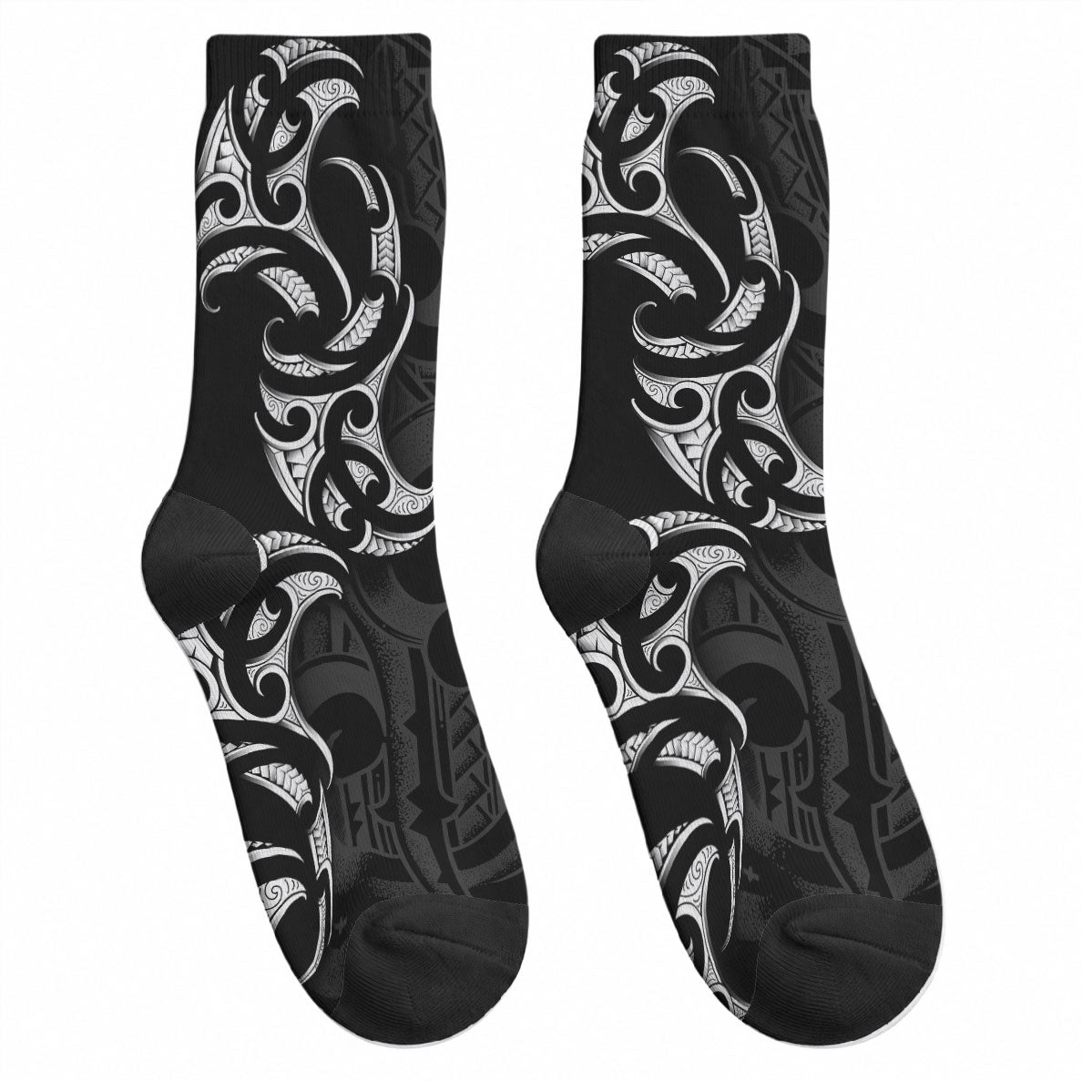 White Ribbon Day New Zealand Crew Socks Aotearoa Maori Pattern